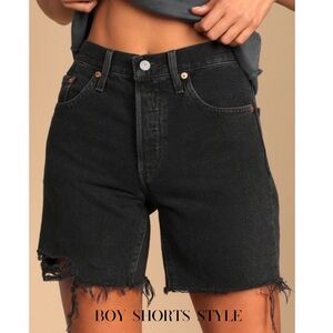 Levi's 501 mid thigh jean shorts black